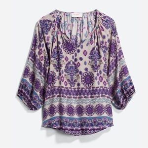 NEW Verse Stitch Fix Mati Billow Sleeve Purple Boho Peasant Top Blouse